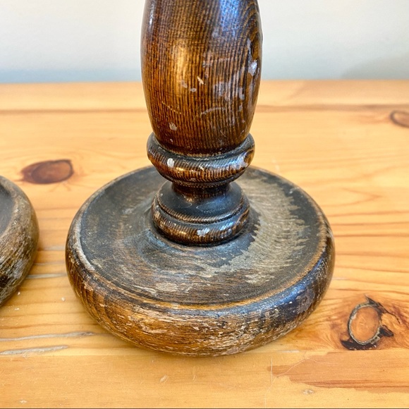 Antique 1880s wood candle sticks England New Orleans handcrafted - Picture 3 of 6